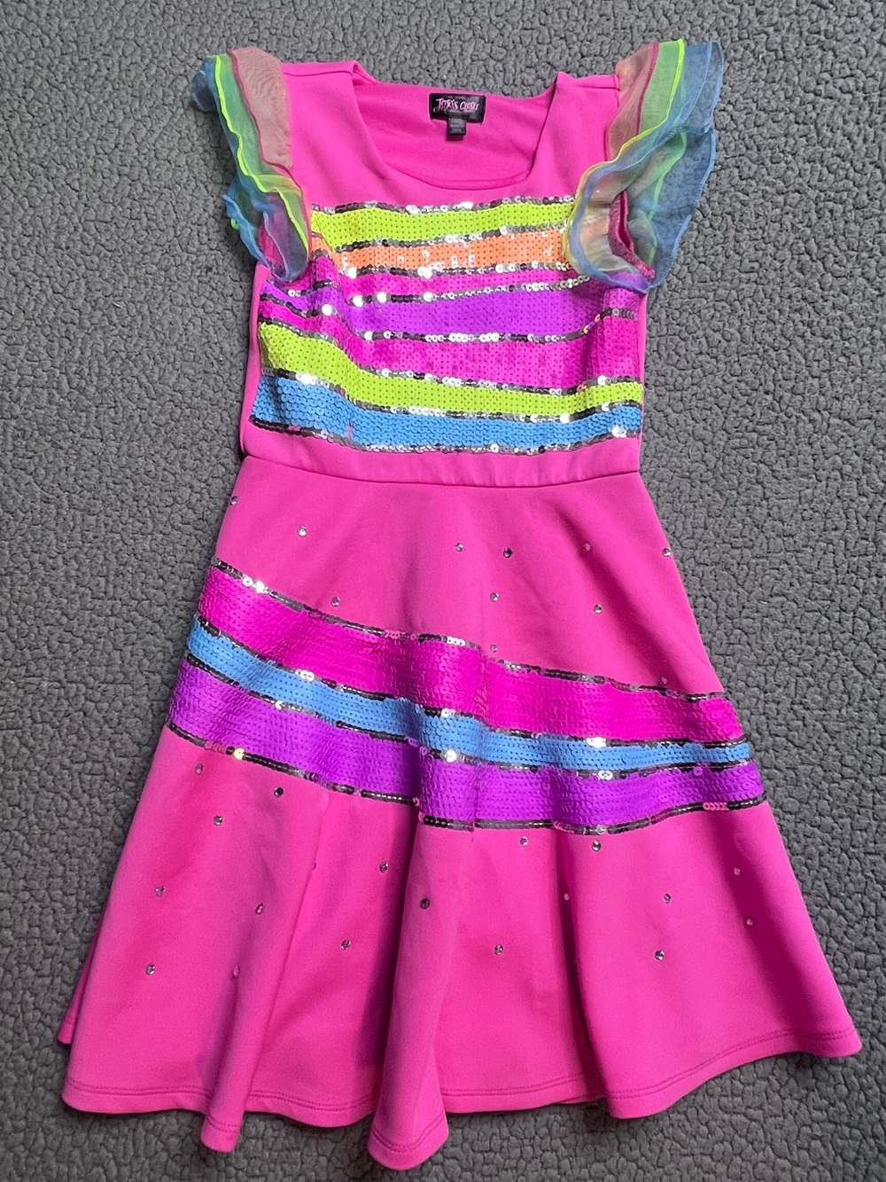 JoJo's Closet JoJo Siwa Girls Fit & Flare Sequin Stripe Dress 7/8 Pink